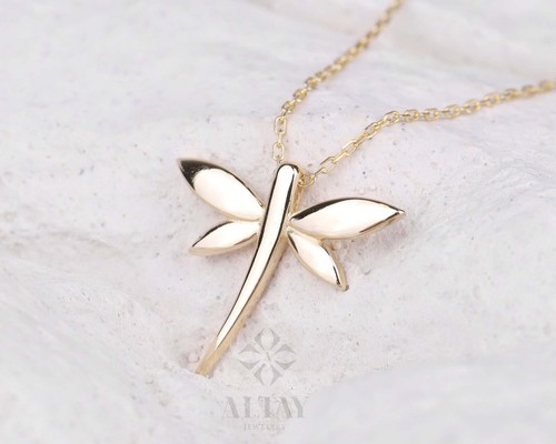 14k gold libelle halskette - gold,