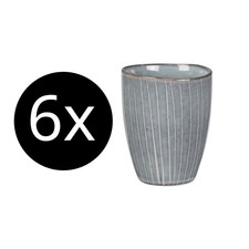 6 x BROSTE COPENHAGEN Becher Nordic Sea 14441076 250ml handglasiert graublau NEU