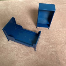 Puppenmöbel IKEA HUSET ausziehbares Bett Regal Blau