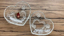 Herz-Glasschale, 2-teilig,org. WALTHER-Glas, Rosen, gebraucht, sehr gut erhalten