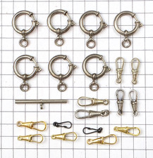 20 FEDERRINGE und KARABINERHAKEN für Taschenuhr-KETTEN