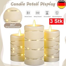 LED Kerze mit Lichterkette Timer Fernbedienung Flamme flammenlose wachskerze