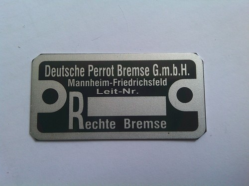 Sign nameplate perrot brake - sign,