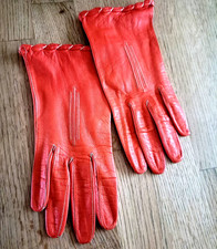 Lederhandschuhe ultraweich Damen ungefüttert orange Gr.6,5 / XS-S