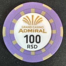 ? Grand Casino Admiral 100 RSD RS Poker Chip Jeton Serbien Belgrad Casino Token