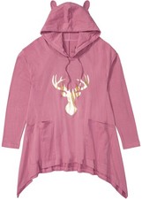 Neu Nachthemd Gr. 40/42 Beerensorbet Gold Damen Kapuzen-Nachthemd-Shirt Pyjama