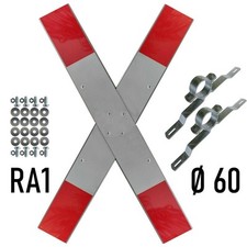 Andreaskreuz RA1 Komplettset, VZ 201-50, mit Ø 60 mm Rohrschellen, Schrauben