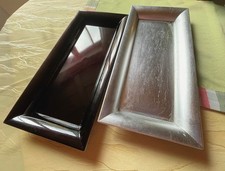 Dekoteller Melinera schwarz + silber Plastik 35 x 16 cm / 2 Stück