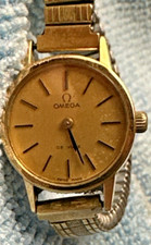 OMEGA DE VILLE Damenuhr, Handaufzug, elastisches Gliederarmband, vintage