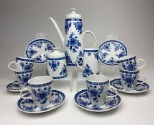 Lichte Mokkaservice 6 Personen Echt Kobalt weis blau