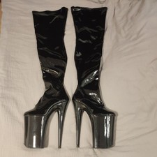 Pleaser Beyond 4000 Lack Schwarz Stiefel Overknee Größe 42/43 Extrem Absatz