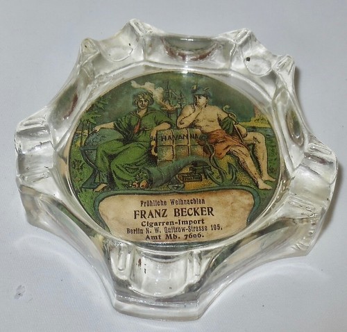 Antiker glas werbeascher - antiker, glas-werbeascher