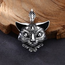 L07 Anhänger Katze Katzenkopf mit Kopfschmuck Sterling Silber 925