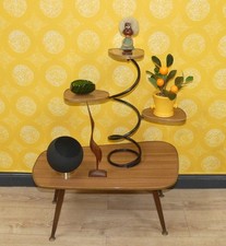 originelle Sixties Blumenbank Blumenhocker 60er Etagere Resopal Teak Optik Retro