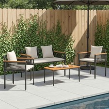 4tlg gartenmöbel set rattan - 4tlg,