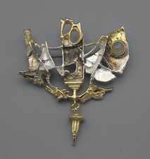 JUHLS Brosche Vintage 925 Sterling Silber Mondstein