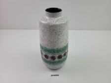 Vase Keramik Grau Grün Punkte Muster Weinrot H=27,3cm Vintage #254066