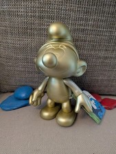 1x schöner großer Schlumpf goldfarben mit Etikett noch Schlümpfe Smurfs E012