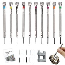 10 Stück Uhrmacher schraubendreher Set mit Entmagnetisierer, 0.6mm-2.0mm Präz...