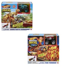 Hot Wheels Monster Trucks Fire Through / Sabretooth Showdown  2 Sets