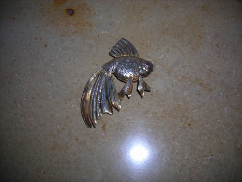 Brosche fisch silber und - silber,