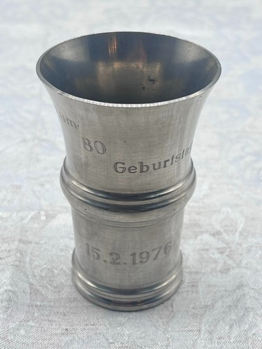 Vintage zinnbecher mit gravur - mit,
