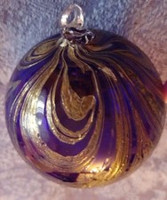 Glaskugel Blau Mundgeblasen