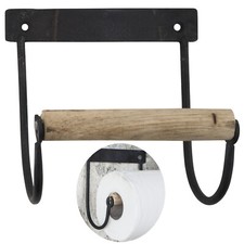 Vintage Metall Toilettenpapierhalter Schwarz Altum Rollenhalter Holzrolle Braun