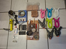 Zinngießen,2 Schmelztiegel,Gießlöffel,Talkum,Formklammern,Korkuntersetzer,Bismut