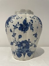 Alte Delfter Fayence Vase, handbemalt, ca. 1760–1800 / 22 cm Antik