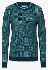 gemusterter Strickpullover von Cecil, Gr. S in atlantic green (grün, petrol)