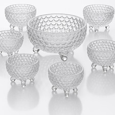 7-teiliges Glasschalen Set Glas Obst Triffle Salatschalen Kleinigkeit Dessert Eis