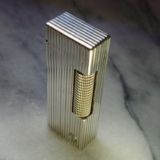 Vintage Dunhill Rolla Gasfeuerzeug silber Streifen d Mark funktionstüchtig