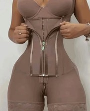 Modernes schweres Ganzkörper-Mieder / Bauchstraffend / RV. / 2XL = 46 / Braunton