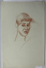 Zeichnung Rötel Portrait Tochter des Künstlers August Wilhelm Dressler