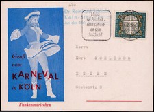 W-50, 500 Köln; Köln  W-5000,  "Gruß vom Karneval in Köln 1961"  (kl. Eckbug)