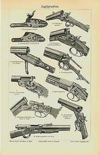 Jagd Waffen Gewehre Schloß Teschner Dreyse Wild Tafel Originale 100 Jahre alt