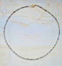 Damen Halskette mit Labradorit und 24k Gold Perlen facettiert ,Ringe  54 cm lang