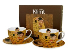 Espressotassen Untertassen Tassen 2er Set Geschenkbox Klimt Der Kuss bunt 250 ml