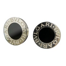 Bvlgari Ohrstecker 750 Gold 18 Karat Weißgold Bulgari Onyx Unisex Markenschmuck