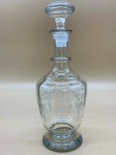 GROSSE GLASFLASCHE FLASCHE MIT STÖPSEL UND ÄTZDEKOR SCHÖNER ZUSTAND