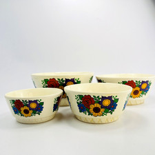 VEB Torgau 4er Schüssel Set Heike Steingut Keramik Sommer Blumen Gr 2/3/4/5 DDR