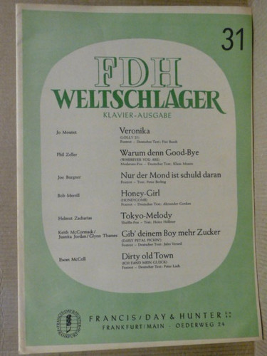 Musiknoten 7 x weltschlager - 7,