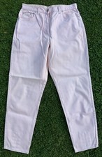 Lachsfarbene Hose, Jeanshose, Größe 42, Druckknopf-Design am Bein