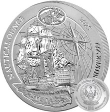 RUANDA: 50 Francs 2025, Nautical Ounce - HMS Victor, (Kart), BU, eingeschweisst.