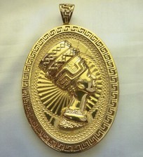 Anhänger Nofretete Ägypten vergoldet Luxus Persönlichkeit Hip Hop Big Afrika NEU