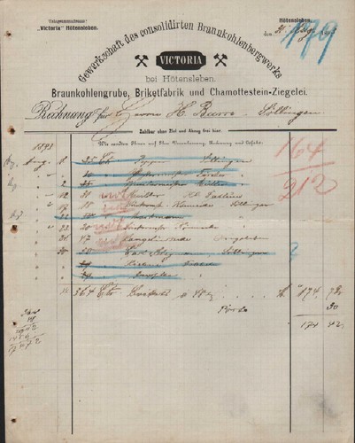 Hötensleben rechnung 1893 - rechnung,