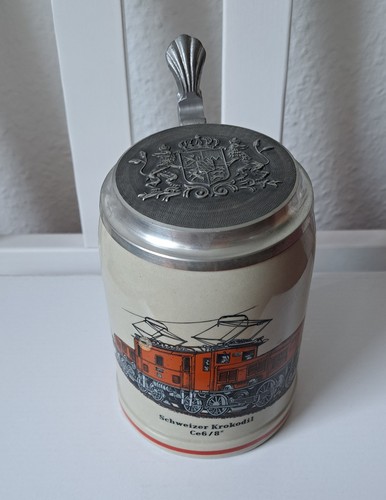 Bierkrug mit zinndeckel - zinndeckel,