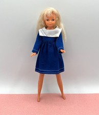 Alte Barbie Petra Puppenkleidung für Skipper/ Peggy - blaues Kleid weißer Kragen