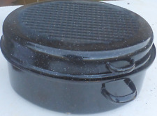 alte Email Bratpfanne Bräter Entenbraten Fleischpfanne 💃🕺🤹 oval 💃mit Deckel